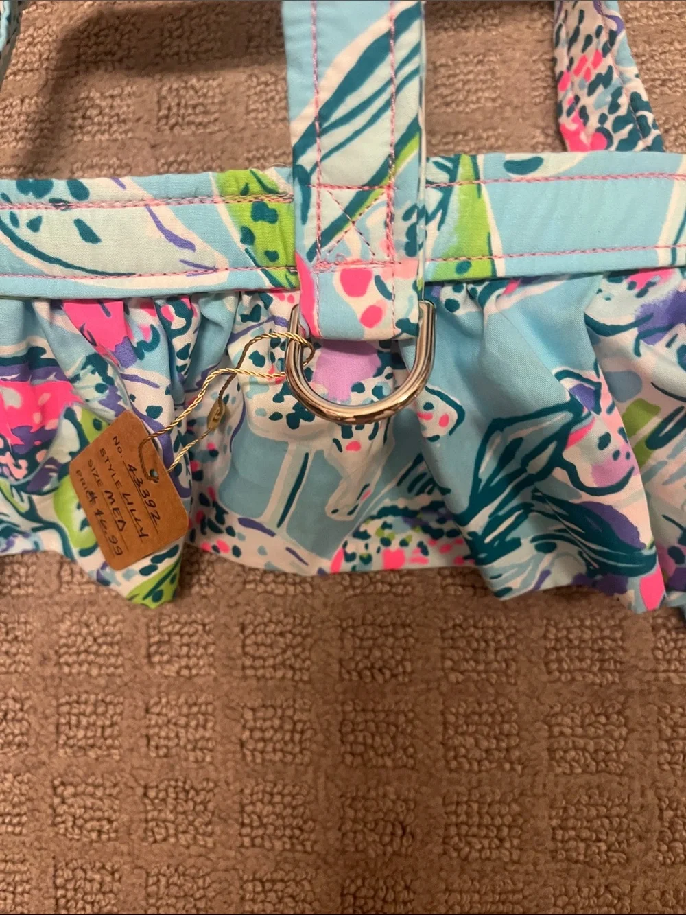 Lilly Pulitzer Aqua Floral Ruffle Dog Harness